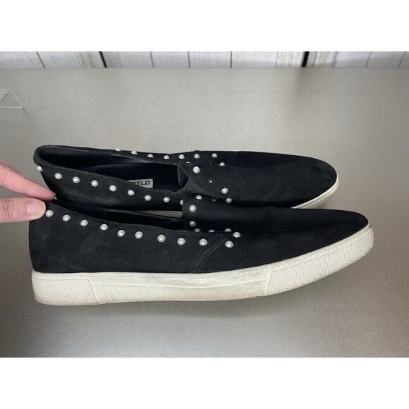 Karl Lagerfeld Paris Amory Suede Leather Black Pearl Slip On Shoes Size 10 - Picture 4 of 7